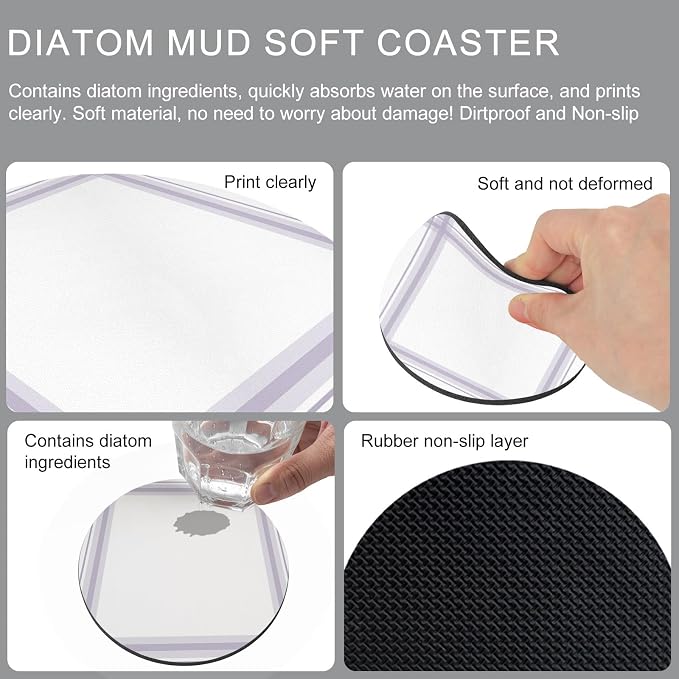 Minimalist Grid Coasters Set of 4, Absorbent Coasters - Image 9