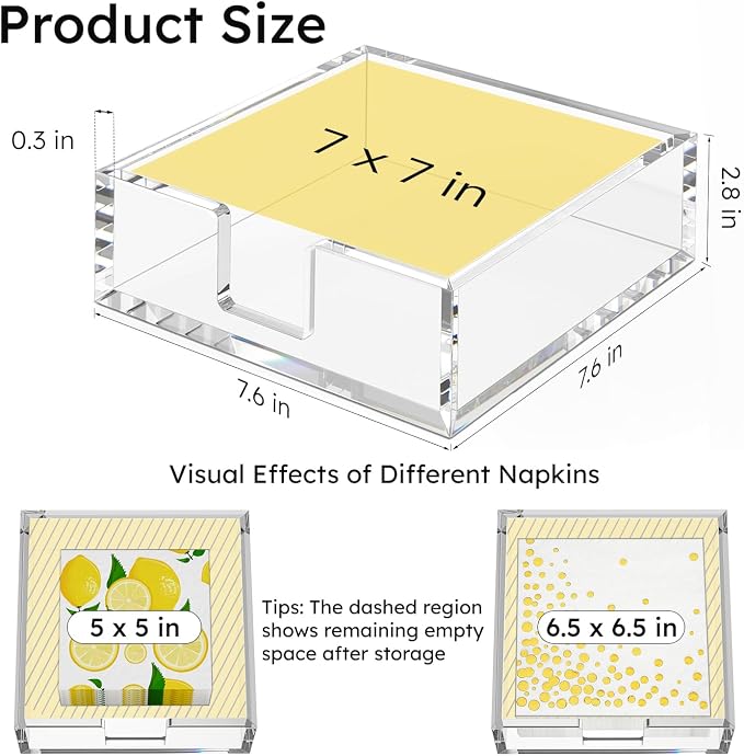 Square Acrylic Napkin Holder Tray - Image 3