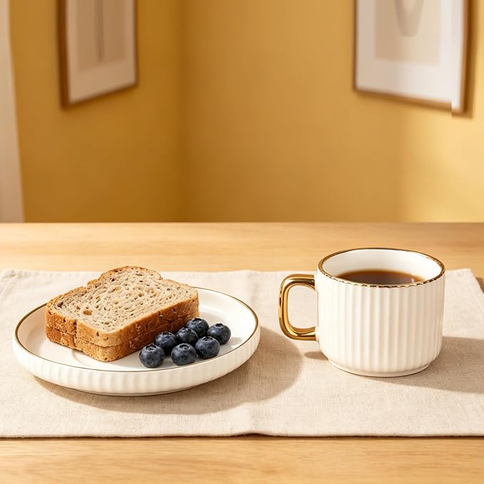 Ceramic Tea Cups Coffee Cup and Saucers Set of 4 - Image 3
