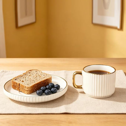 Ceramic Tea Cups Coffee Cup and Saucers Set of 4 - Image 3
