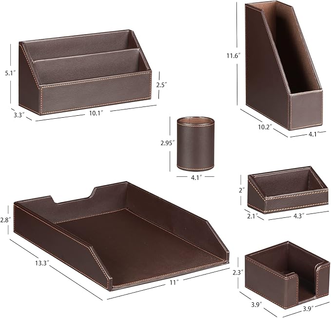 Ayunga PU Leather 6-piece Office Supplies Combination Set, Pencil Cup, Business - Image 2