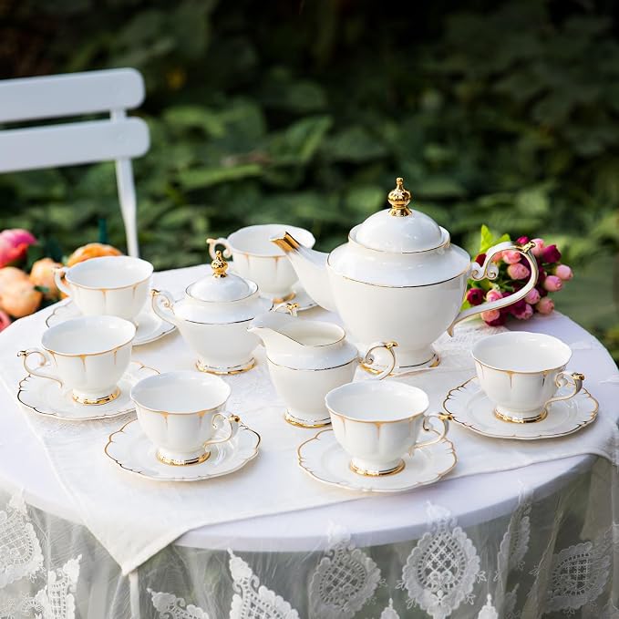 ACMLIFE Tea Sets for Adults Fine Bone China Tea Set for 6, Porcelain Teapot - Image 7
