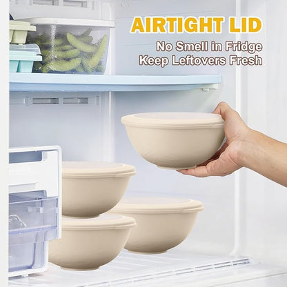 Wheat Straw Bowls Set with Lids, Unbreakable 40 OZ Large Cereal Bowls Set of 4 - Image 7
