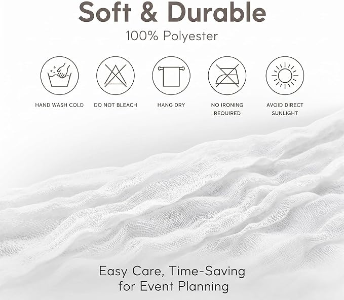 10 Pack White Table Runner 10FT Gauze Cheesecloth Table Runner | 21x120 Inch - Image 7
