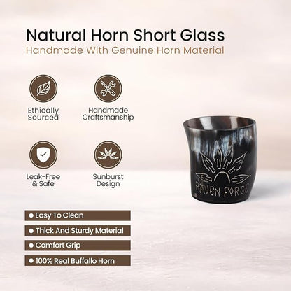 Handicrafts Home Viking Horn Shot Glasses Set of 8, Handmade Natural Ox Horn - Image 2