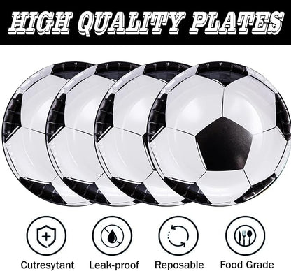 40 Pcs Soccer Plates and Napkins Party Supplies, 9-inch Disposable Soccer - Image 7