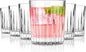 Royalrose Premium VertiLine 10 oz Highball Glasses, 6pc Tall Glass Sets. Lead-Free Crystal Drinking Glasses. Water Glasses, Mojito Glass Cups, and Mixed Drink Cocktail Glass Set. (Short glasses)