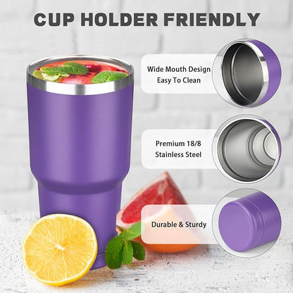 30 oz Tumbler with Lids and Straws, Stainless Steel Insulated Coffee Tumbler - Image 3