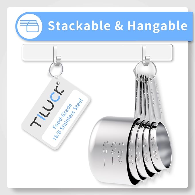 Stainless Steel Measuring Cups Set, Kitchen Gadgets - Image 3