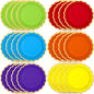 48 Pcs Rainbow Paper Plates 9 Inch Colorful Scalloped Paper Disposable Dinner Dessert Plates for Birthday Wedding Bridal Party Supplies, 6 Colors