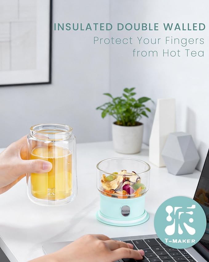 ZENS Modern Glass Infuser Teapot, One Touch Tea Release Loose Tea Maker | Loose - Image 8