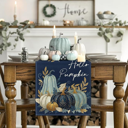 Artoid Mode 210 GSM Fall Table Runner 13x36 Inch Home Party Decor | Pumpkin - Image 2