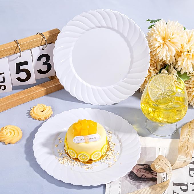 U-QE 100 Count White Plastic Plates - Image 7