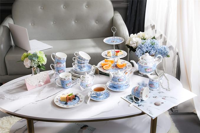 London Boutique Cups Mugs Set 4 Fine China Shabby Chic Vintage Retro Design in - Image 5