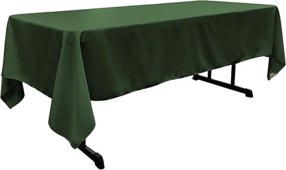 LA Linen Polyester Poplin Washable Rectangular Tablecloth, Stain and Wrinkle Resistant Table Cover 60x102, Fabric Table Cloth for Dinning, Kitchen, Party, Holiday 60 by 102-Inch, Hunter Green