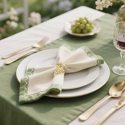 Grape Napkin Rings Set of 12 Pearl & Sparkly Rhinestone Fruit Napkin Holders - Image 3