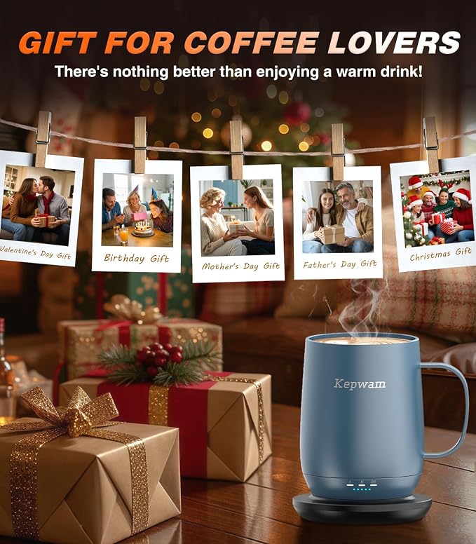 Kepwam Self-Heating Coffee Mug T2, 16oz Electric Heated Mug Hot Up to 149℉ | No - Image 7