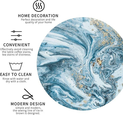 Ocean Gold Sky Blue Marble Coasters Set of 6 Coasters - Image 4