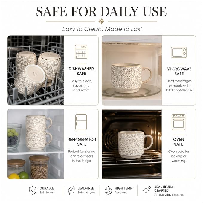 6 Oz Coffee Cups Set of 4, Espresso Cups - Image 3