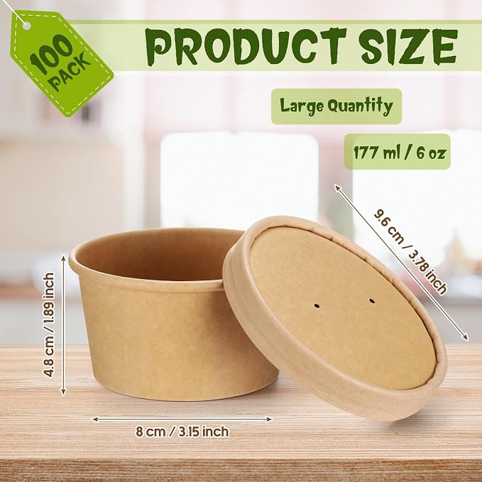 Fulmoon 100 Pack Paper Soup Containers - Image 2