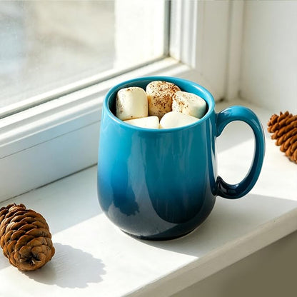 HASENSE 15oz Large Ceramic Mug Set, 4-Piece Blue Ombre Coffee Cups - Image 7