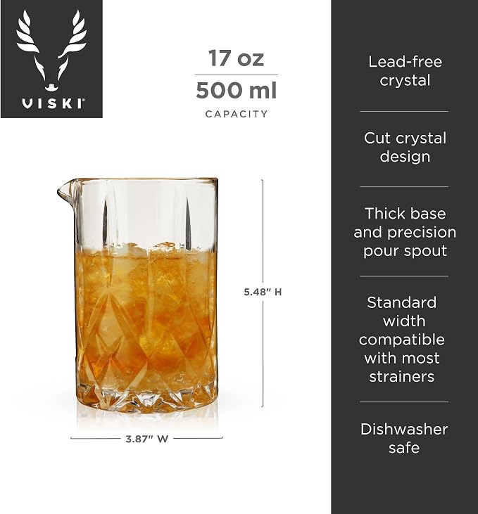 Viski Crystal Cocktail Mixing Glass - Image 3