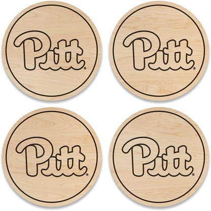 LazerEdge Pittsburgh Panthers Wooden Coaster Set - Maple Wood - Officially Licensed Product - 4-Pack