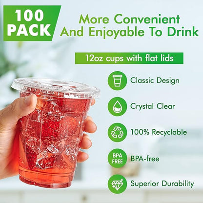 Lilymicky 100 Sets 12 oz Clear Plastic Cups - Image 2