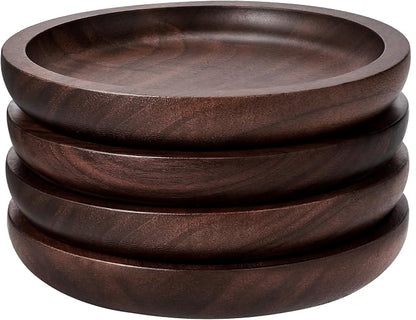 Wood Coasters Set of 4 with Holder, 4 Inch 100% Natural Walnut Wooden Drink - Image 8