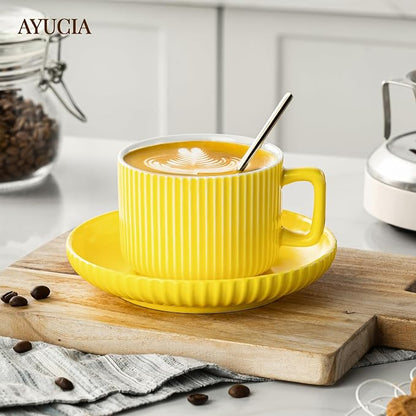 8 Ounce Cappuccino Cups Set of 4, Latte Mugs - Image 7