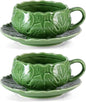 KAMMAK Tea Cups and Saucers Set of 2, 10 oz Porcelain Coffee Cups, SY008 | by KAMMAK