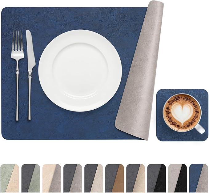 Vinyl Placemats Set of 4, Dual Sided Place Mats by Banchif
