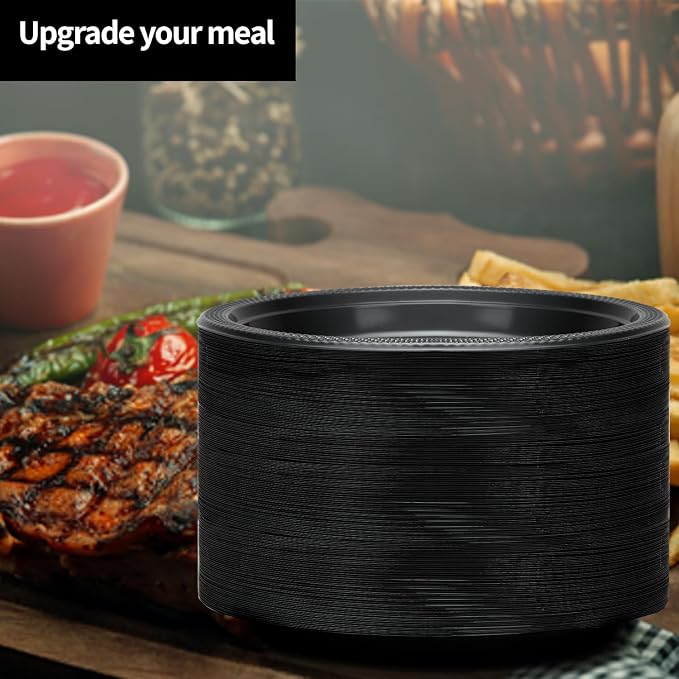 Hanna K. Signature Black Plastic Plates 7 Inch 600 Count – Heavy Duty - Image 4