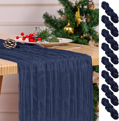8 Pack Navy Blue Table Runner 17 x 108inch Cheesecloth Table Runner Boho Gauze by Lumaycens