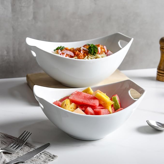 Ceramic Serving Bowls with Handles, Large Salad Bowl Set - Image 9