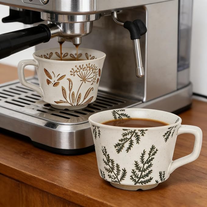 Vintage Ceramic Mug Set - 12 oz Unique Ceramic Coffee Mugs & Tea Cups - Image 5