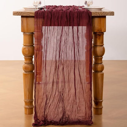DeZerlor Burgundy Cheesecloth Table Runners 10 Pack Christmas Runners | - Image 4
