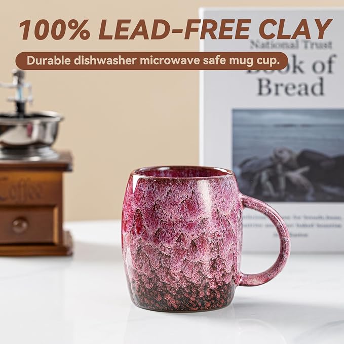 Roseate Nebula Ceramic Coffee Mug - 14 oz Unique Reactive Glaze Coffee Cup - Image 7