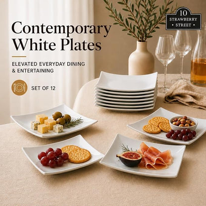 10 Strawberry Street 6" Catering Square Coupe Appetizer Plate - Image 3