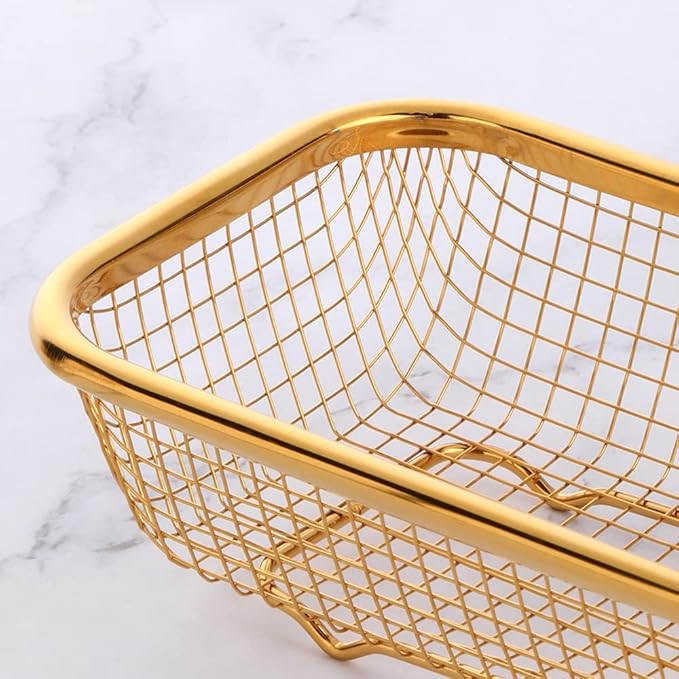 Kitchen Drawer Organizer, Stainless Steel Storage Container Metal Cabinet Storage Basket for Holding Silverware Kitchen Utensil, Pack of 2, Orange