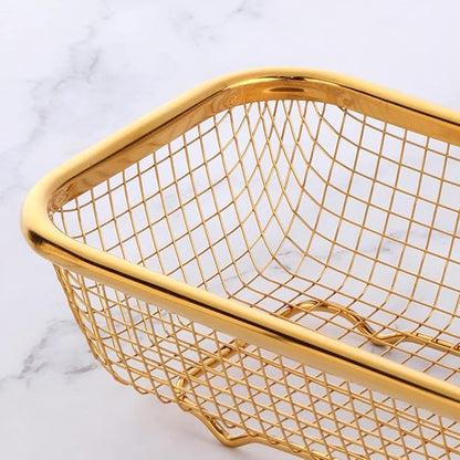 Kitchen Drawer Organizer, Stainless Steel Storage Container Metal Cabinet Storage Basket for Holding Silverware Kitchen Utensil, Pack of 2, Orange