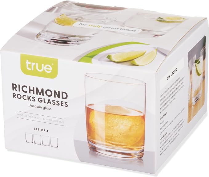 True Rocks Glass, Whiskey Tumblers, Old Fashioned Bourbon Scotch Brandy Rum - Image 8