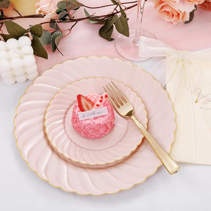 YOUBET 125PCS Pink Plastic Plates - Image 3