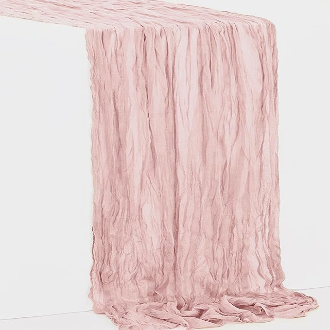 6 Pack Blush Pink Cheesecloth Table Runner 35x120 Inch 10Ft Rustic Gauze Cheese - Image 7