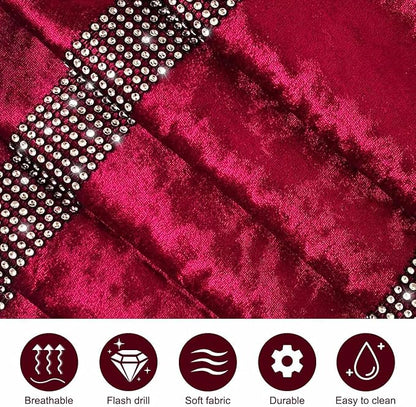Glam Burgundy Table Runner, Bling Sequin Rhinestone, Ombre Velvet - Image 5