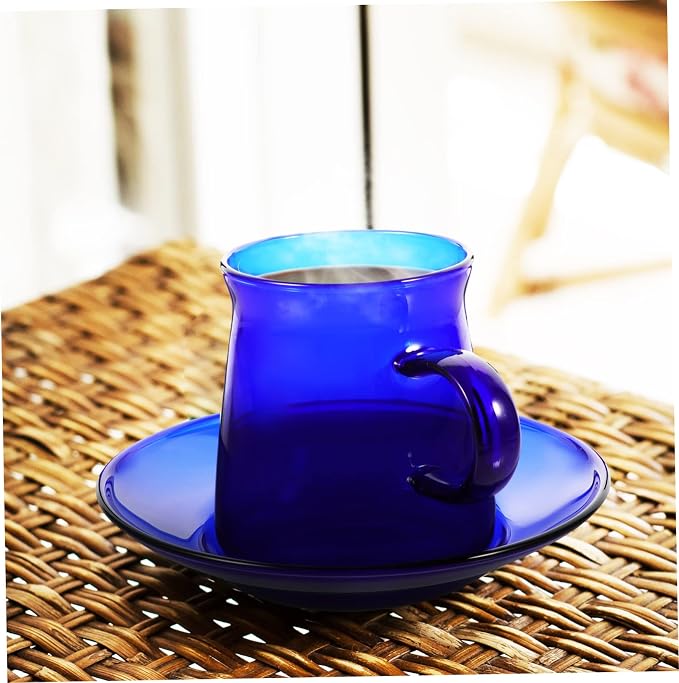 Mikinona Chic Heat-resistant Glass Tea Cup and Saucer Set Retro Colorful Design - Image 4