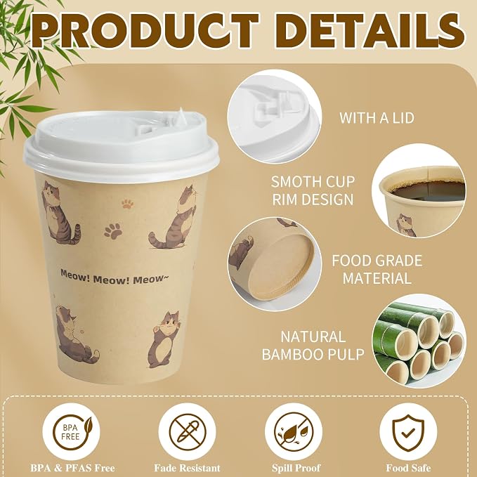 12 OZ 25 Pack Disposable Cups Paper Coffee Cups - Image 2