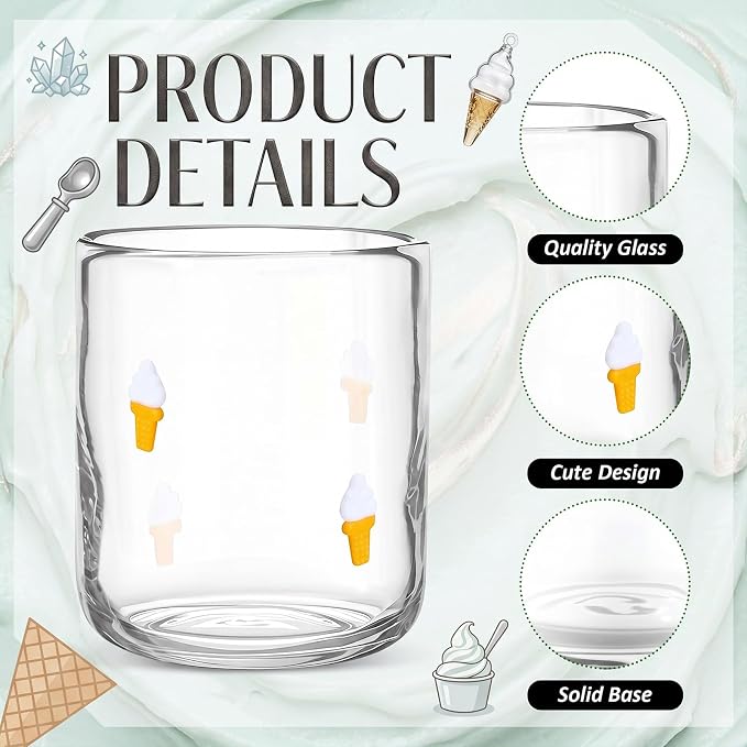 SiliFine 2 Pcs Ice Cream Icon Juice Glasses - 14oz Summer Ice Cream Stemless - Image 4