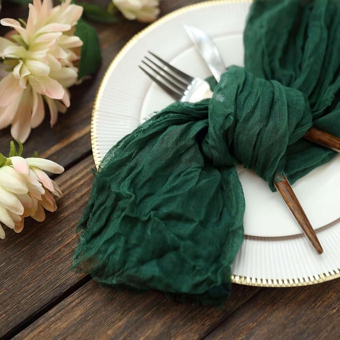 Efavormart 5 Pack 24"x19" Hunter Emerald Green Matte Gauze Cheesecloth Napkins - Image 9