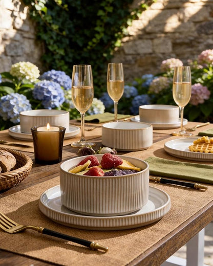 Ceramic Dinnerware Set for 4, 8-Piece Deep Salad Plates and Cereal Bowls | - Image 3